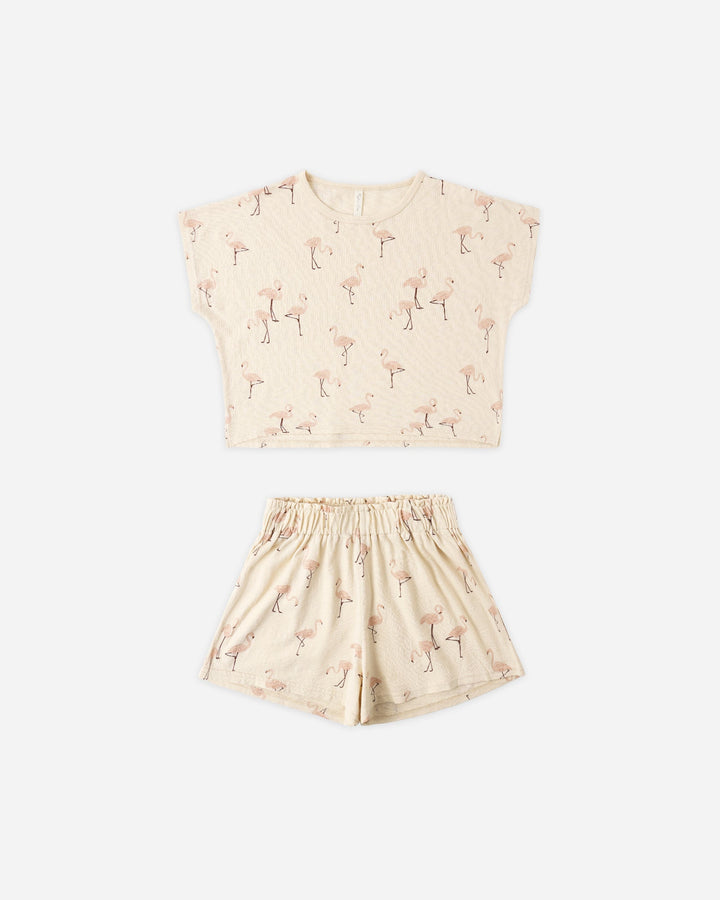 RYLEE & CRU NIÑA CONJ. DE SHORT RAEGAN FLAMINGO SHELL
