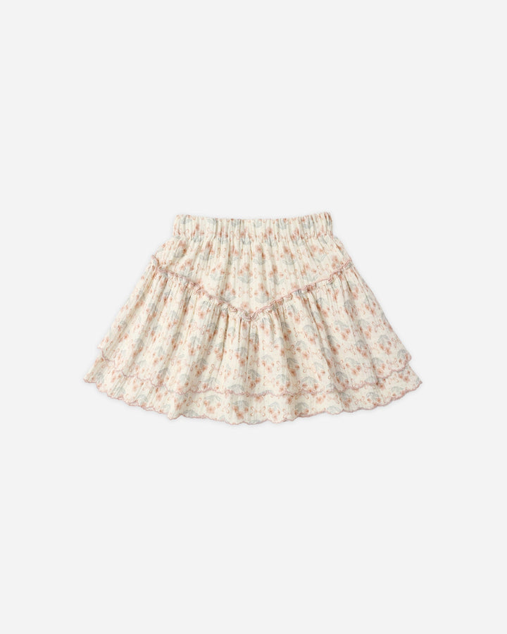 RYLEE & CRU NIÑA FALDA TIERED MINI BLOSSOM IVORY