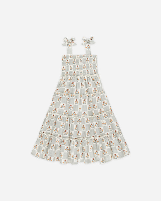 RYLEE & CRU NIÑA VESTIDO TAYLOR GARDEN GRID IVORY