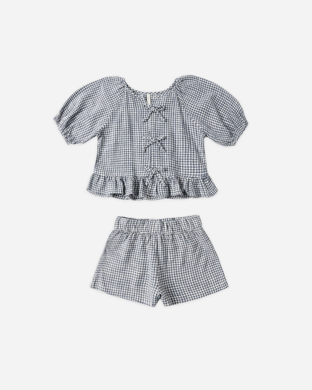 RYLEE & CRU NIÑA CONJ. DE SHORT JUNIPER GINGHAM MARINE