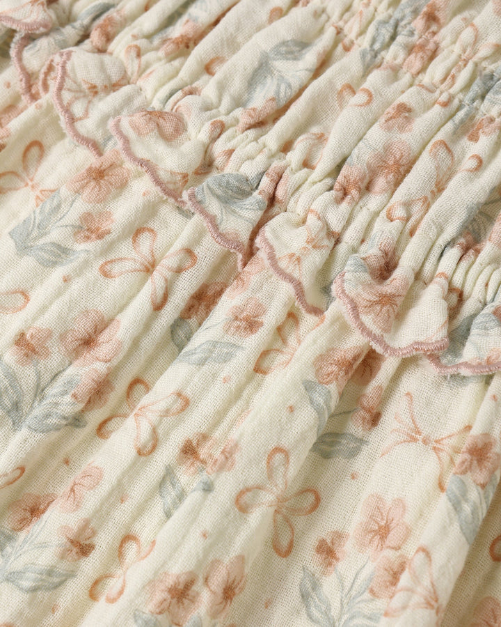 RYLEE & CRU NIÑA BLUSA SMOCKED BLOSSOM IVORY