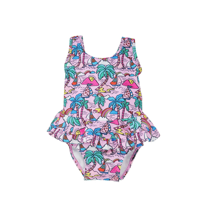 FLAP HAPPY BEBE NIÑA VESTIDO DE BAÑO ISLAND DOODLES