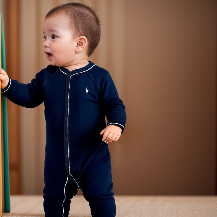 RALPH LAUREN BEBE NIÑO PIJAMA INTERLOCK REFINED NAVY