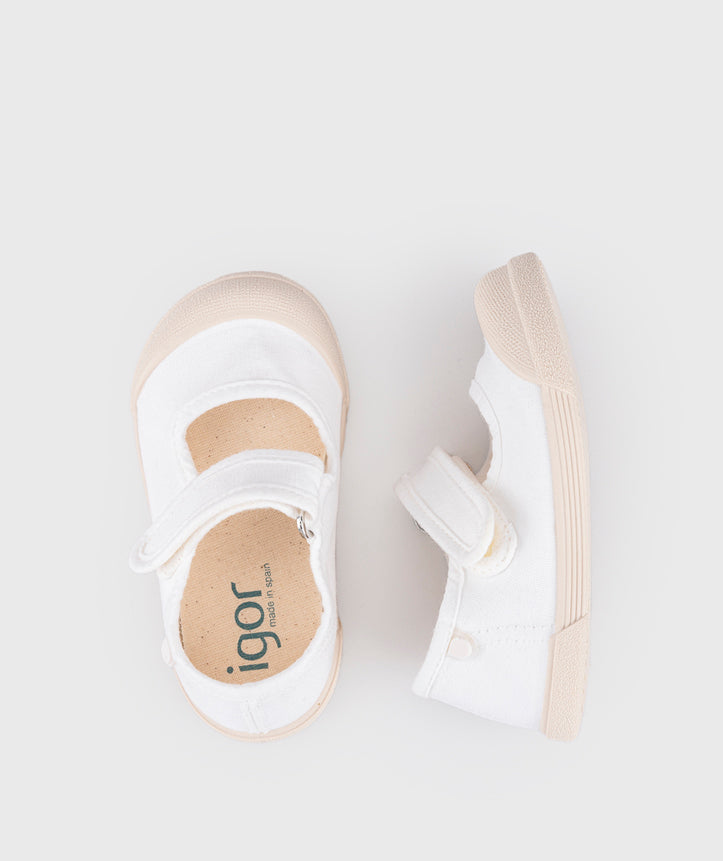 IGOR NIÑA ZAPATO LONA MERCEDES BLANCO