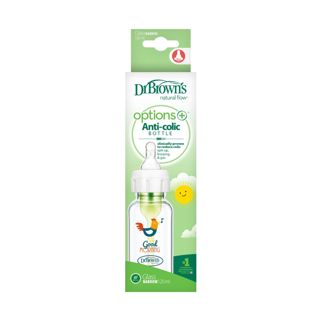 DR. BROWN BIBERON ESTRECHO DE VIDRIO ANTI COLICO 4OZ/120ML