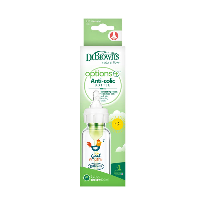 DR. BROWN BIBERON ESTRECHO DE VIDRIO ANTI COLICO 4OZ/120ML