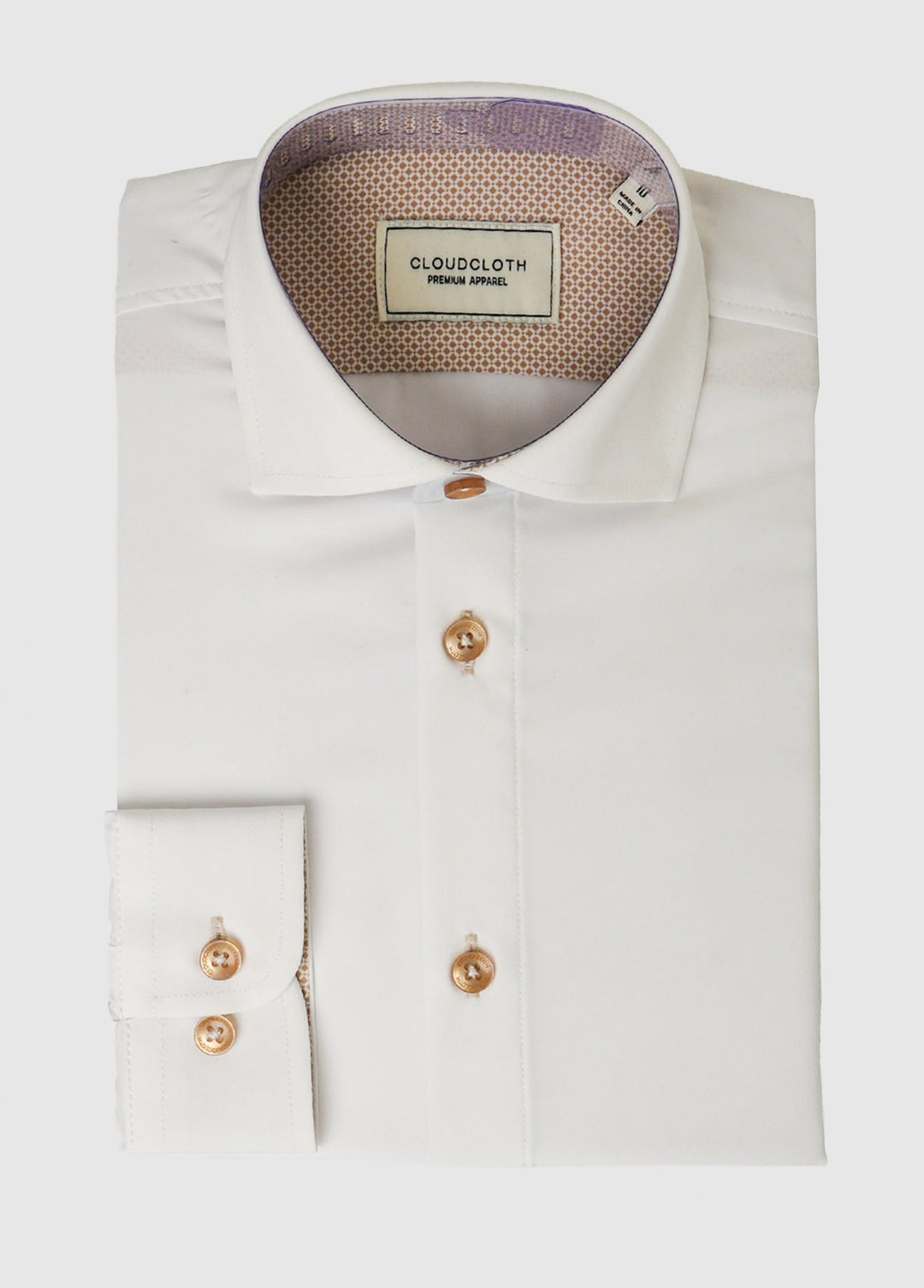 ISAAC MIZRAHI NIÑO CAMISA 4 WAY STRETCH WITH CONTRAST TAN