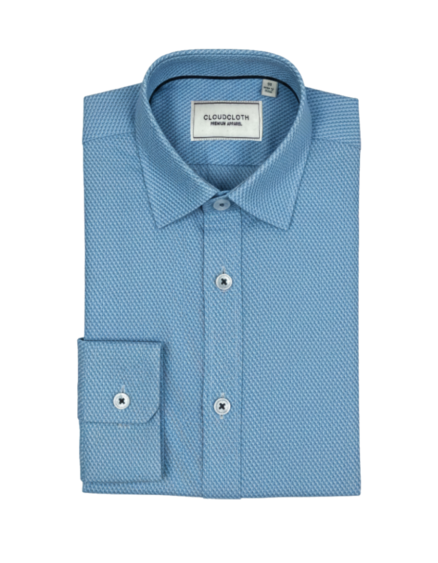 ISAAC MIZRAHI NIÑO CAMISA 4 WAY STRETCH CIRCLE PRINT TEAL