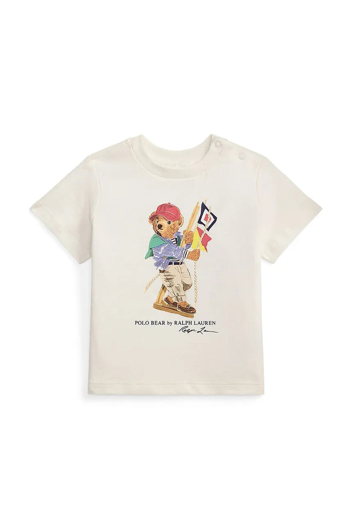 RALPH LAUREN BEBE NIÑO TSHIRT 26/1 JERSEY SP26 BEAR DECKWASH WHITE