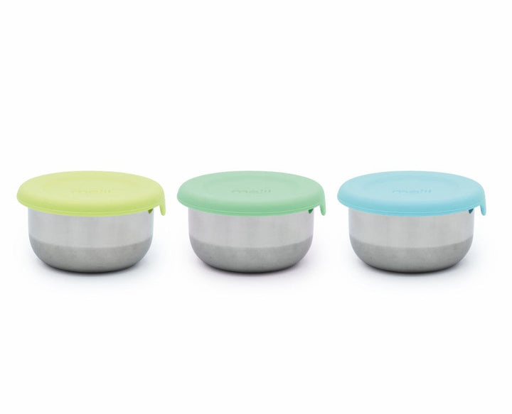 MELII MINI VASIJA DE SILICONE AND STAINLESS STEEL 3PCS BLUE/LIME/MINT