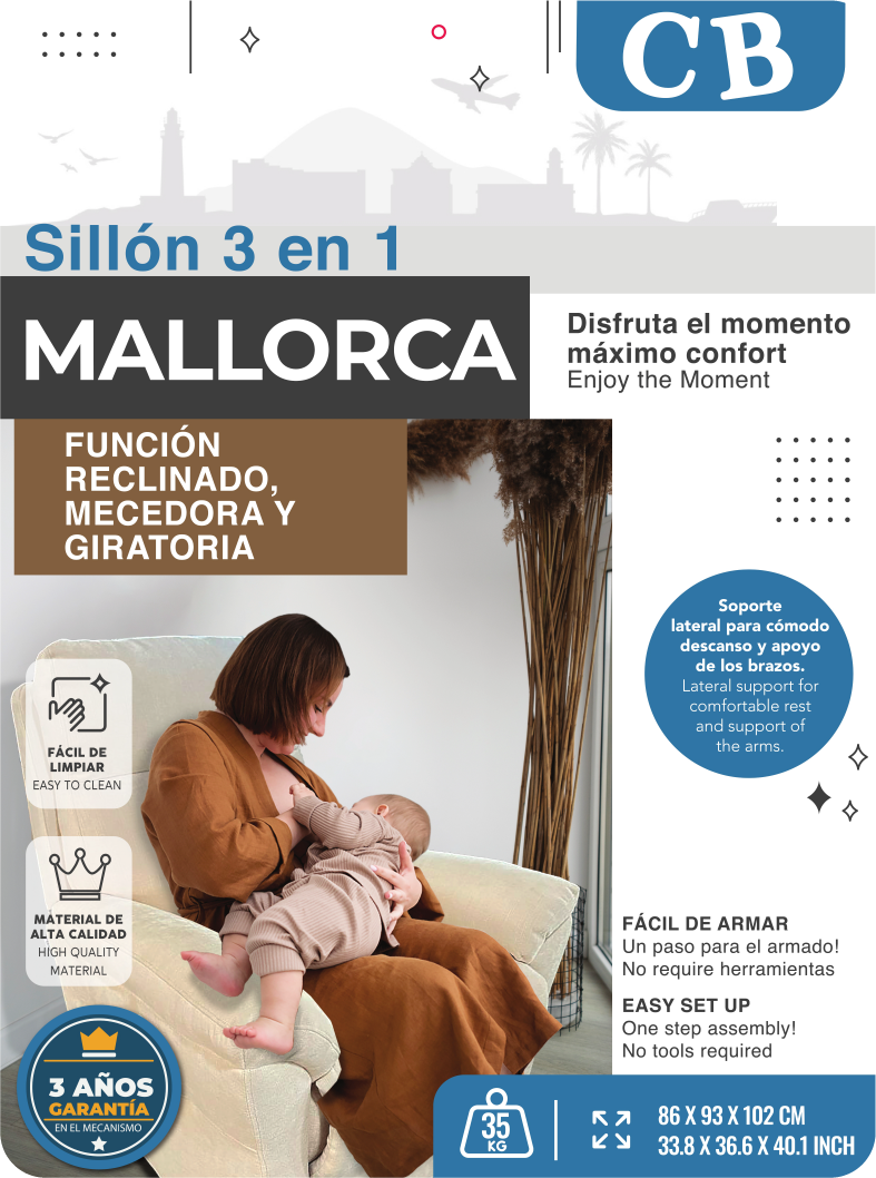 CUTEBABIES SILLÓN RECLINABLE MALLORCA GRIS