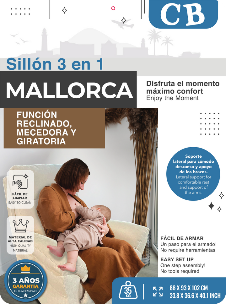 CUTEBABIES SILLÓN RECLINABLE MALLORCA GRIS