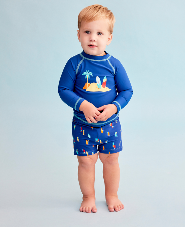LITTLE ME NIÑO VESTIDO DE BAÑO RASHGUARDS SURF BLUE