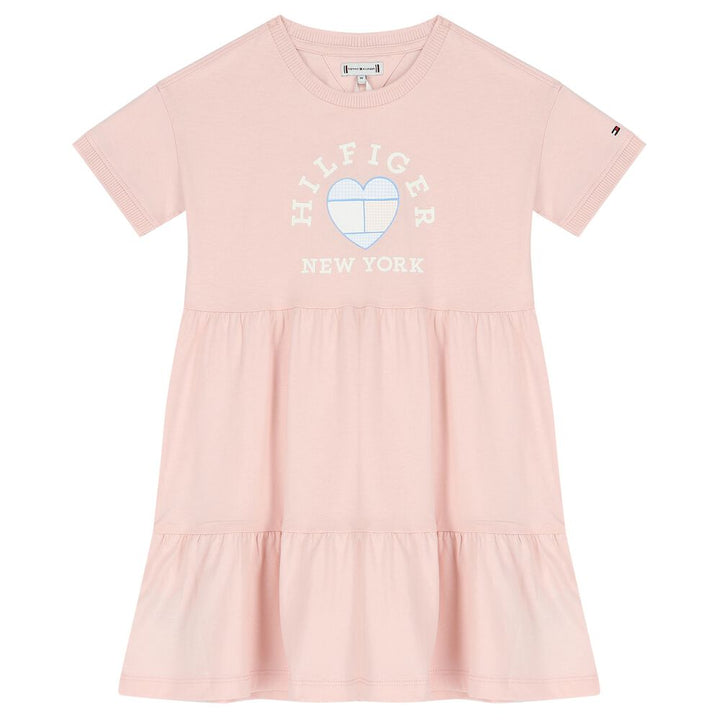 TOMMY HILFIGUER NIÑA VESTIDO HILFIGER HEART TIERED WHIMSY PINK
