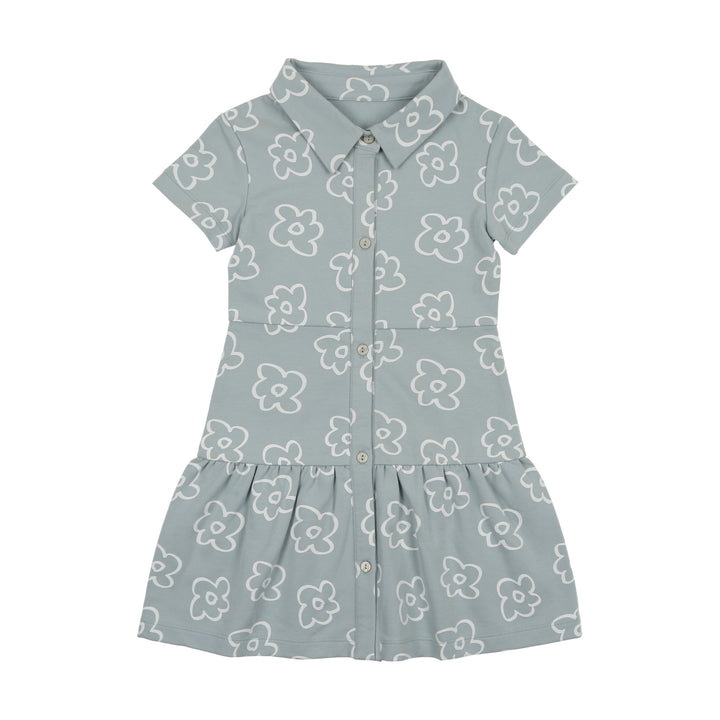 MANIERE NIÑA VESTIDO TIERED FLOWER SHORT SLEEVE BLUE