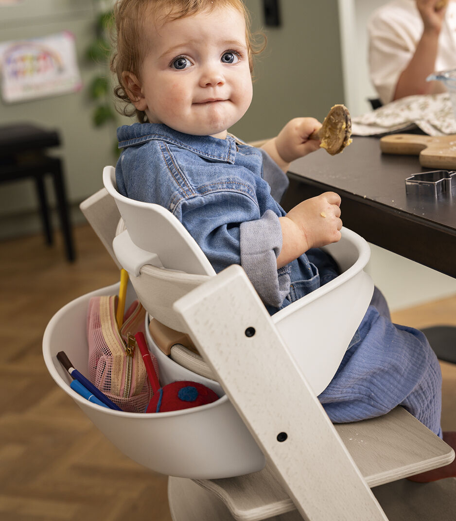 STOKKE SILLA DE COMER TRIPP TRAPP HIGH CUSH AND TRAY WHITEWASH/GREY