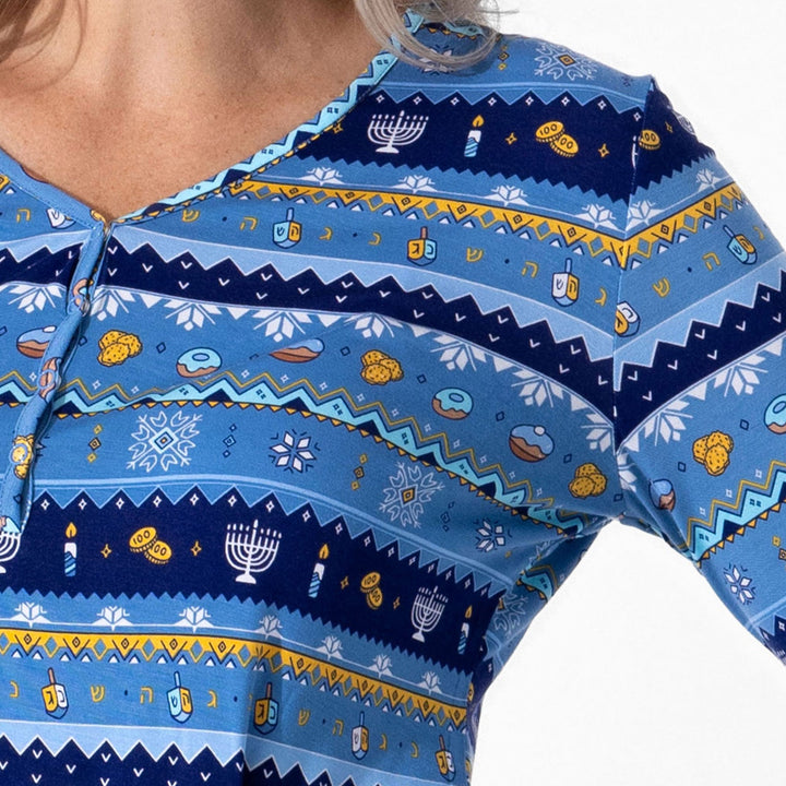 BELLABU BEAR DAMA PIJAMA HANUKKAH FAIR ISLE BAMBOO