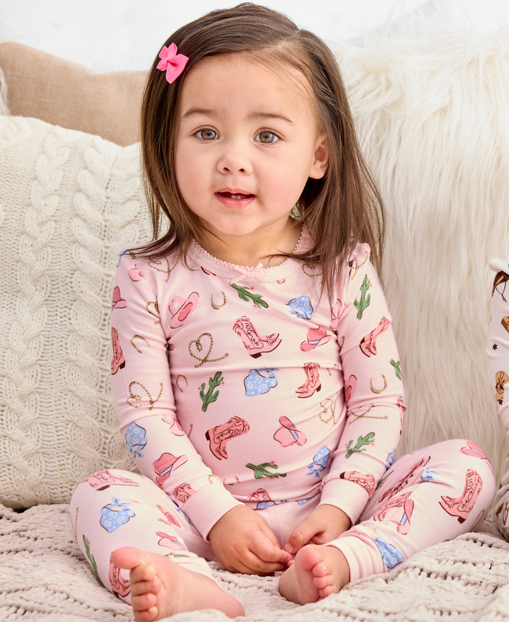 LITTLE ME NIÑA PIJAMA BAMBOO COWGIRL PINK 4PCS