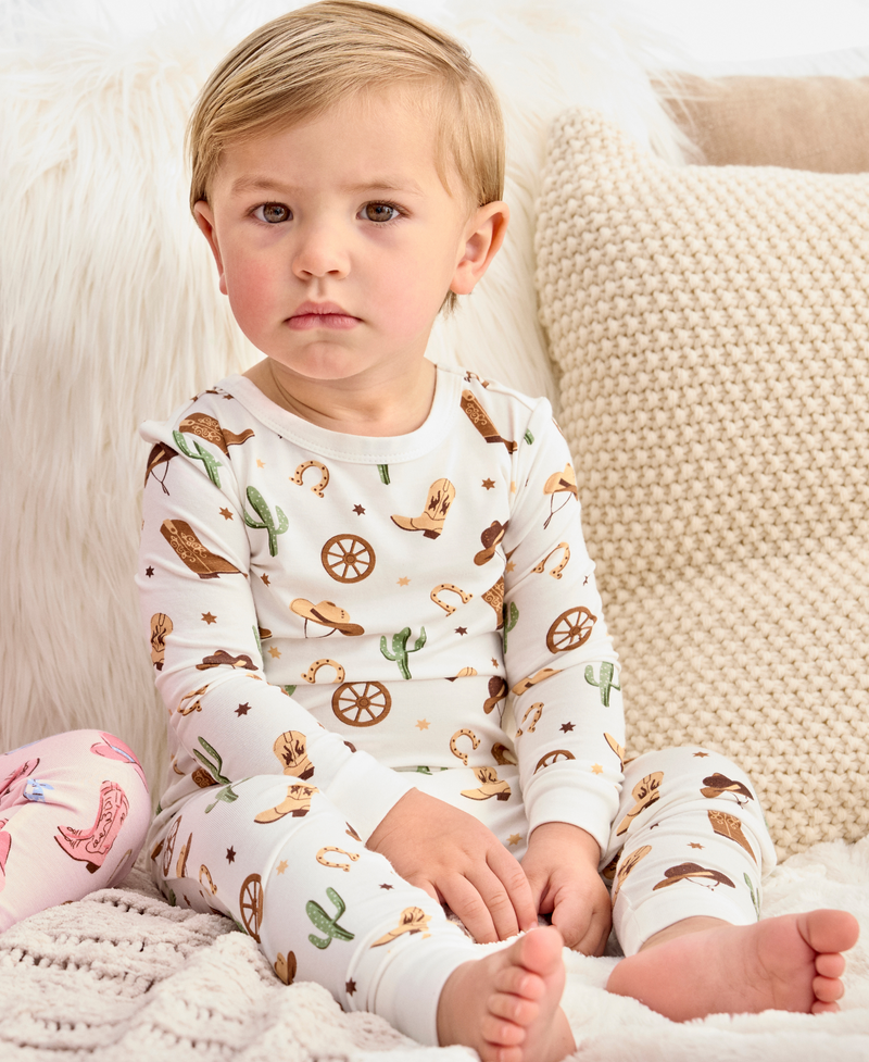 LITTLE ME NIÑO PIJAMA BAMBOO COWBOY GREEN 4PCS