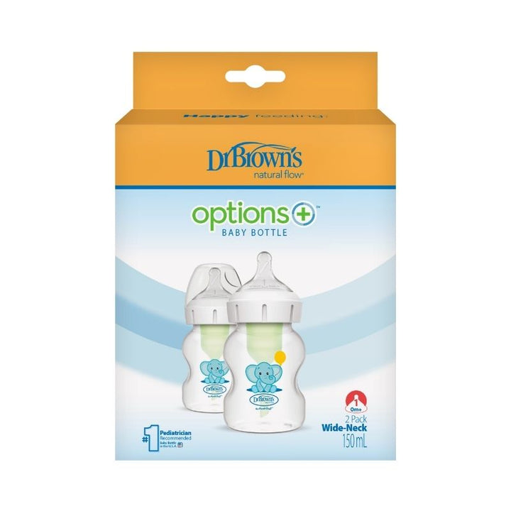 DR. BROWN BIBERON OPTION + ANTICOLICO 5OZ/250ML 2PZAS ELEFANTE