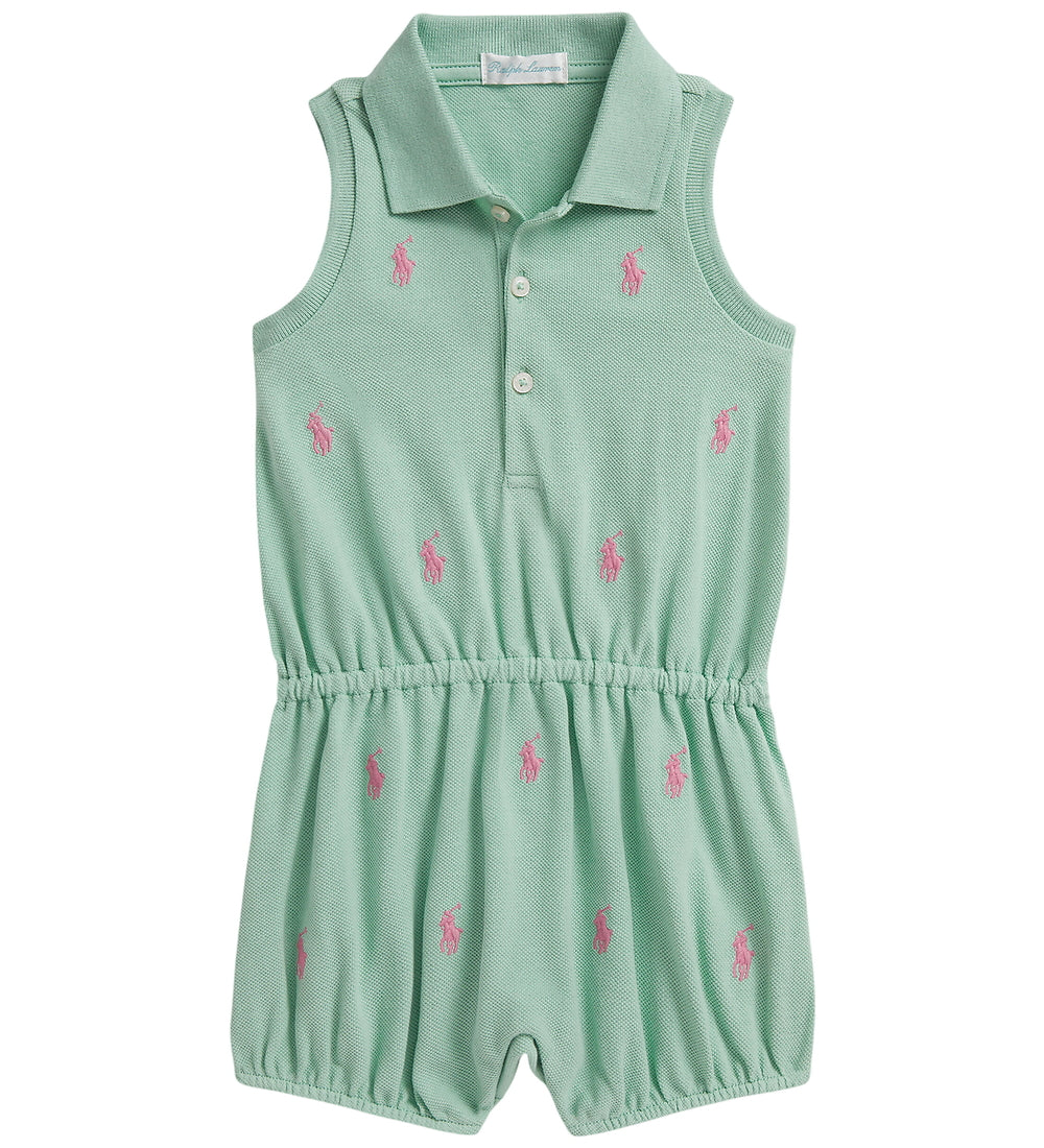 RALPH LAUREN BEBE NIÑA OVEROL STRETCH MESH CELADON