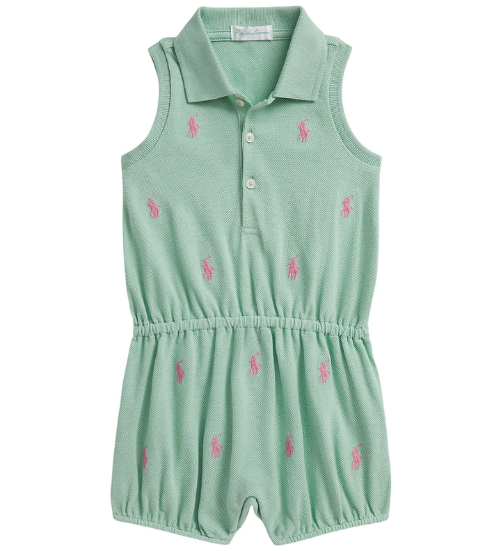 RALPH LAUREN BEBE NIÑA OVEROL STRETCH MESH CELADON