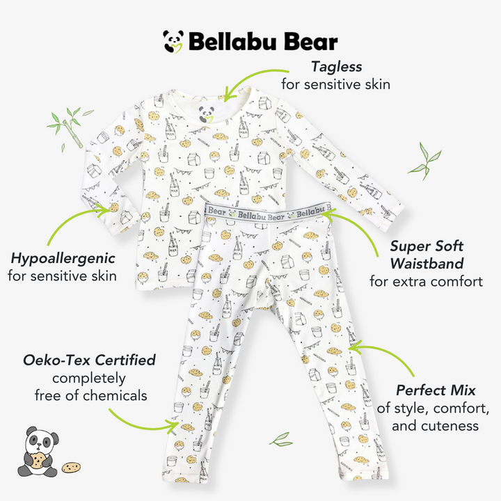 BELLABU BEAR NIÑA PIJAMA MILK & COOKIES BAMBOO