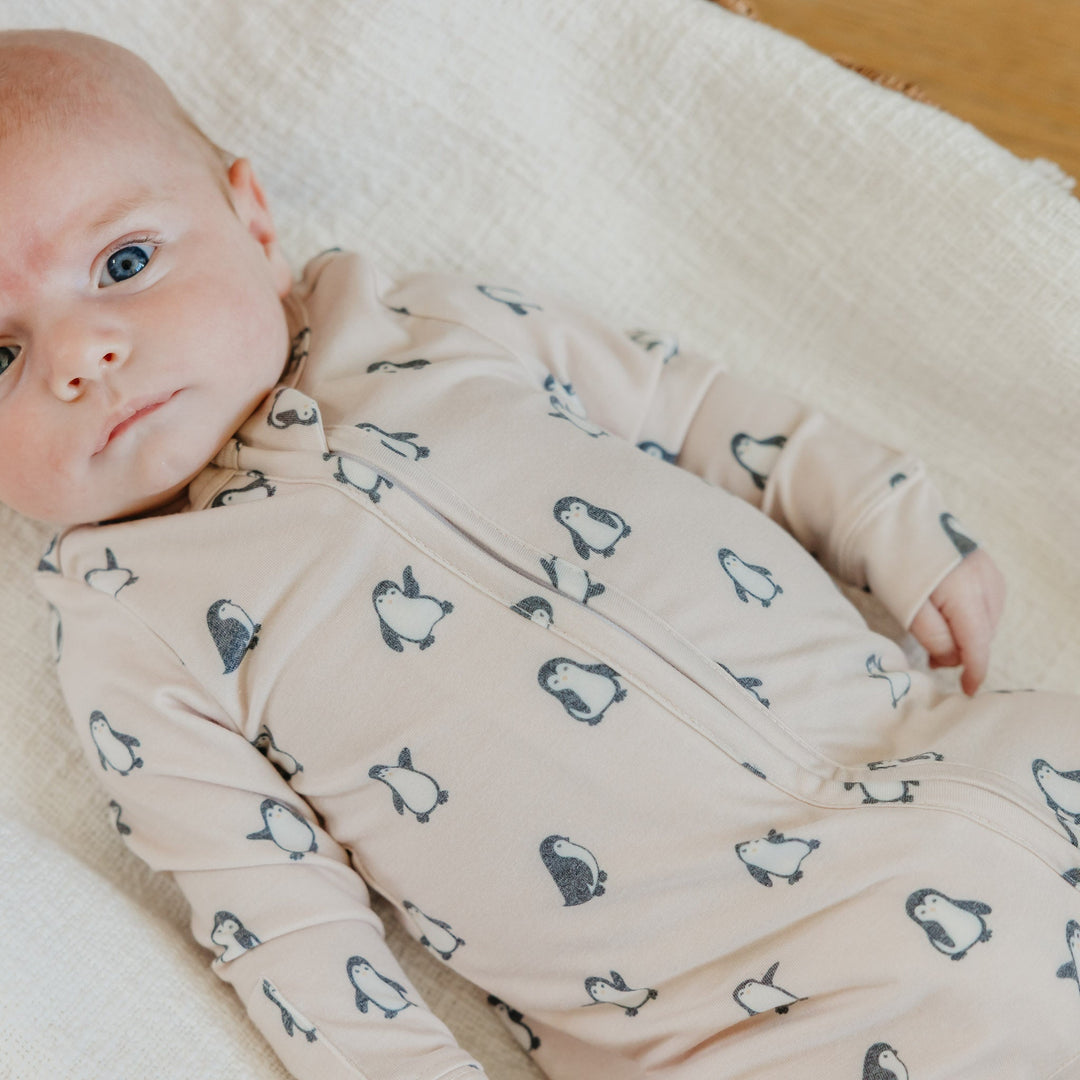 COPPER PEARL BEBE NIÑO PIJAMA ZIP UP PENGUINS