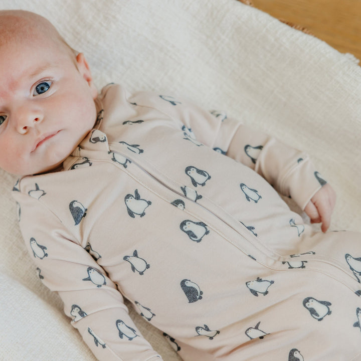 COPPER PEARL BEBE NIÑO PIJAMA ZIP UP PENGUINS