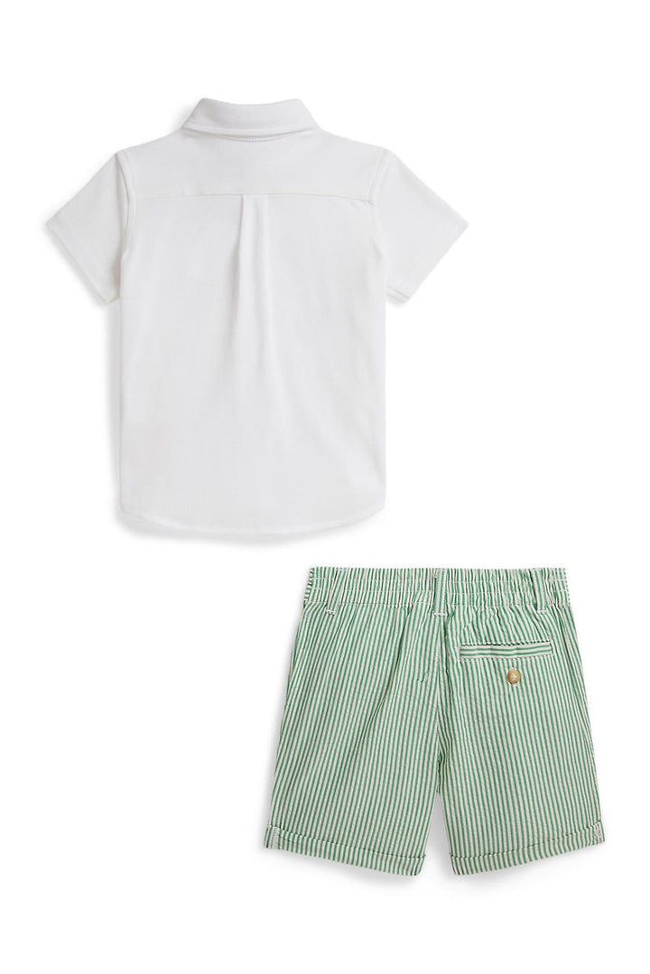 RALPH LAUREN BEBE NIÑO CONJ. DE SHORT 26/1 OXFORD MESH WHITE