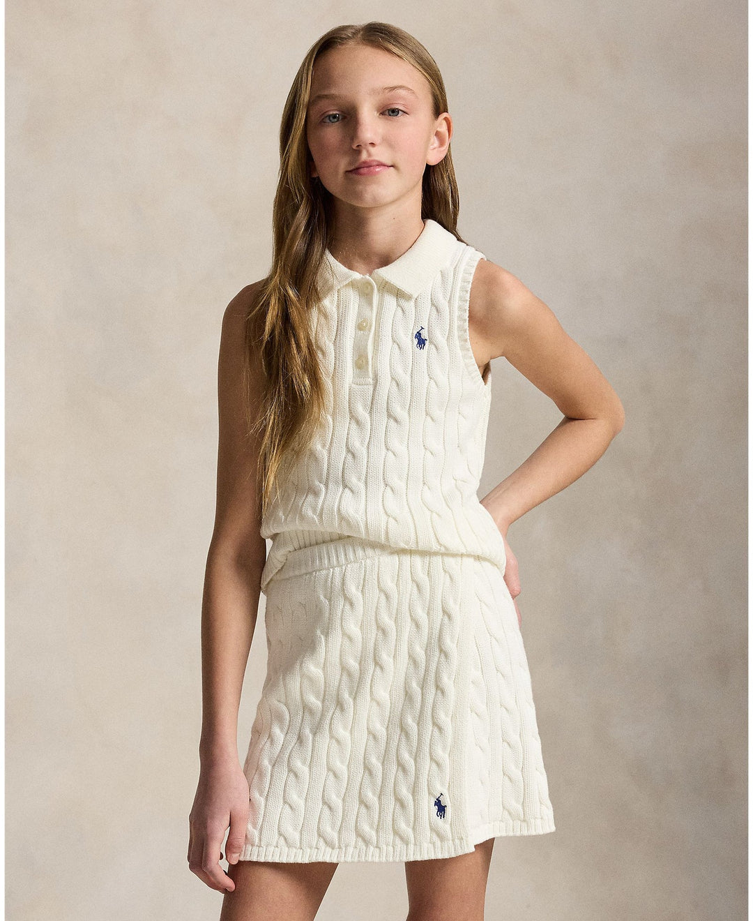 RALPH LAUREN NIÑA CONJ. DE FALDA 20/2 COTTON DECKWASH WHITE