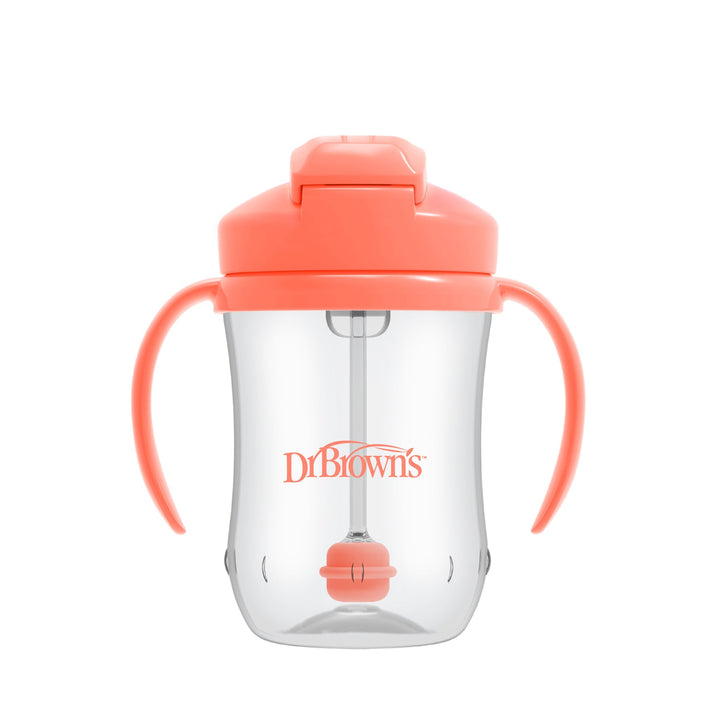 DR. BROWN TAZA DE PAJITA PARA BEBÉ CON ASAS 6M+ CORAL 9OZ/270ML