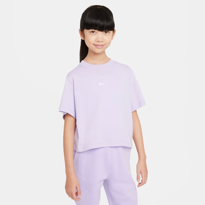 NIKE NIÑA TSHIRT G NSW ESSNTL SS BOXY HYDRANGEAS/WHT