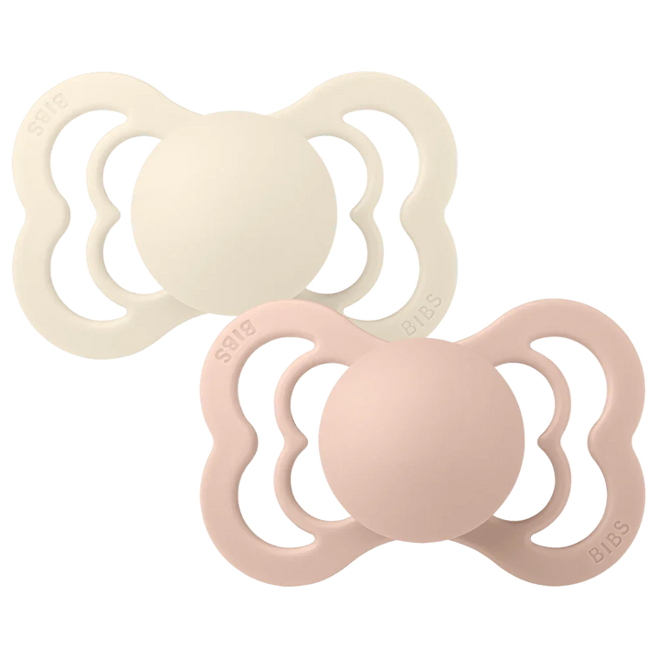 BIBS CHUPO LATEX SIZE2 IVORY/BLUSH 2PK