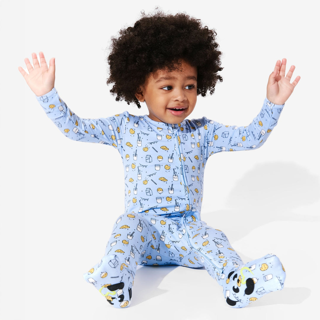BELLABU BEAR NIÑO PIJAMA MILK & COOKIES BLUE BAMBOO