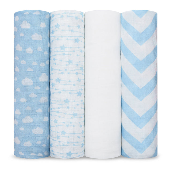 COMFY CUBS MANTA MUSLIN SWADDLE BLUE