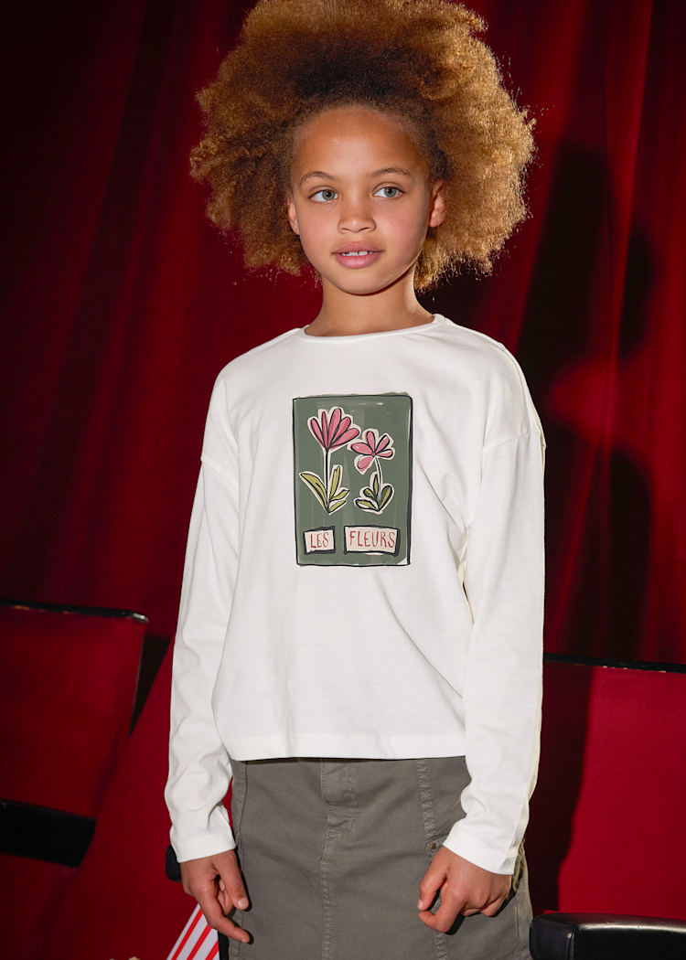 MAYORAL NIÑA TSHIRT FLOWER CREAM