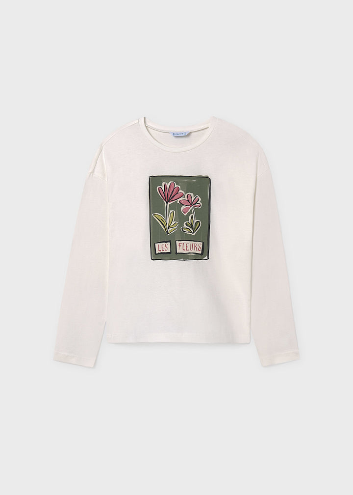 MAYORAL NIÑA TSHIRT FLOWER CREAM