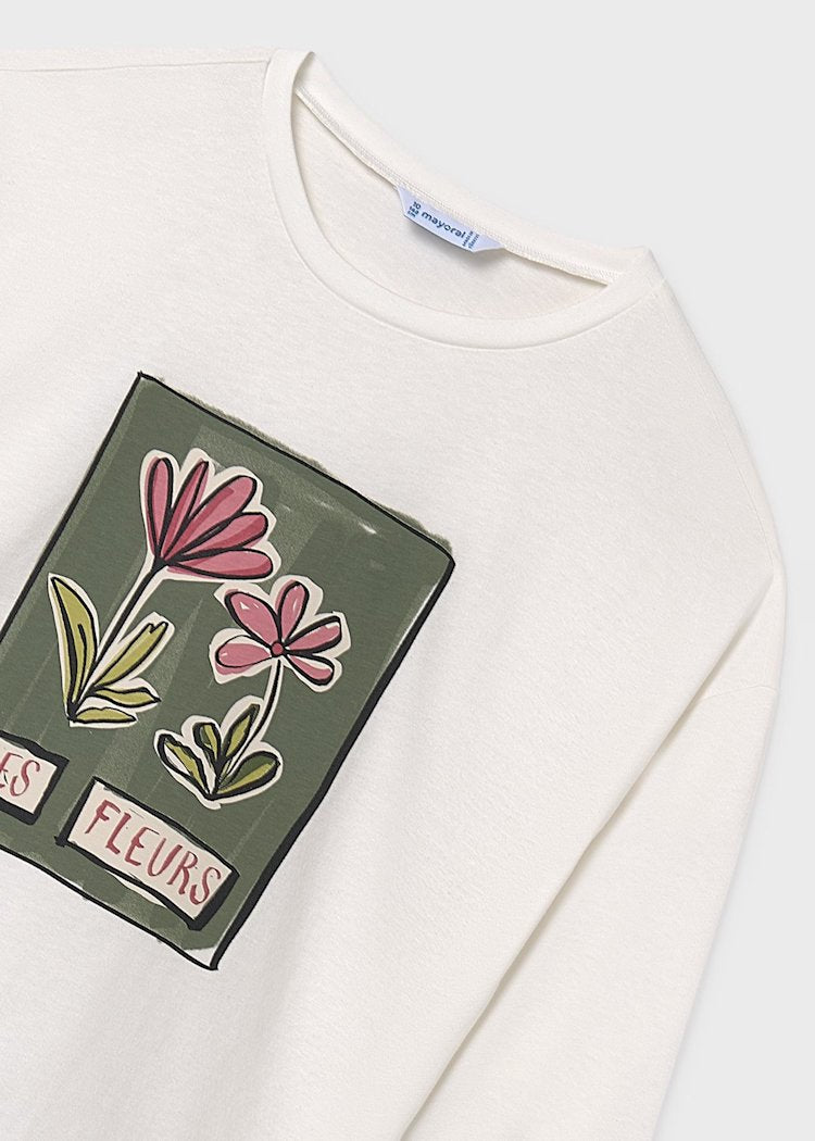 MAYORAL NIÑA TSHIRT FLOWER CREAM