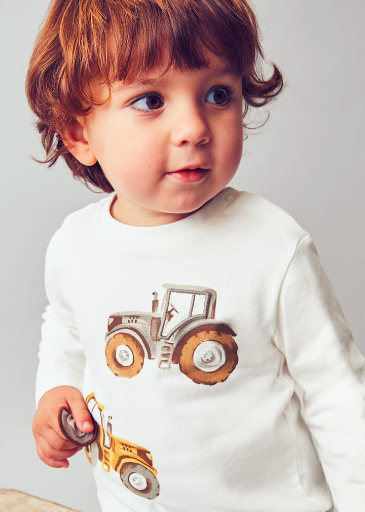 MAYORAL BEBE NIÑO TSHIRT PLAY TRACTOR CREAM