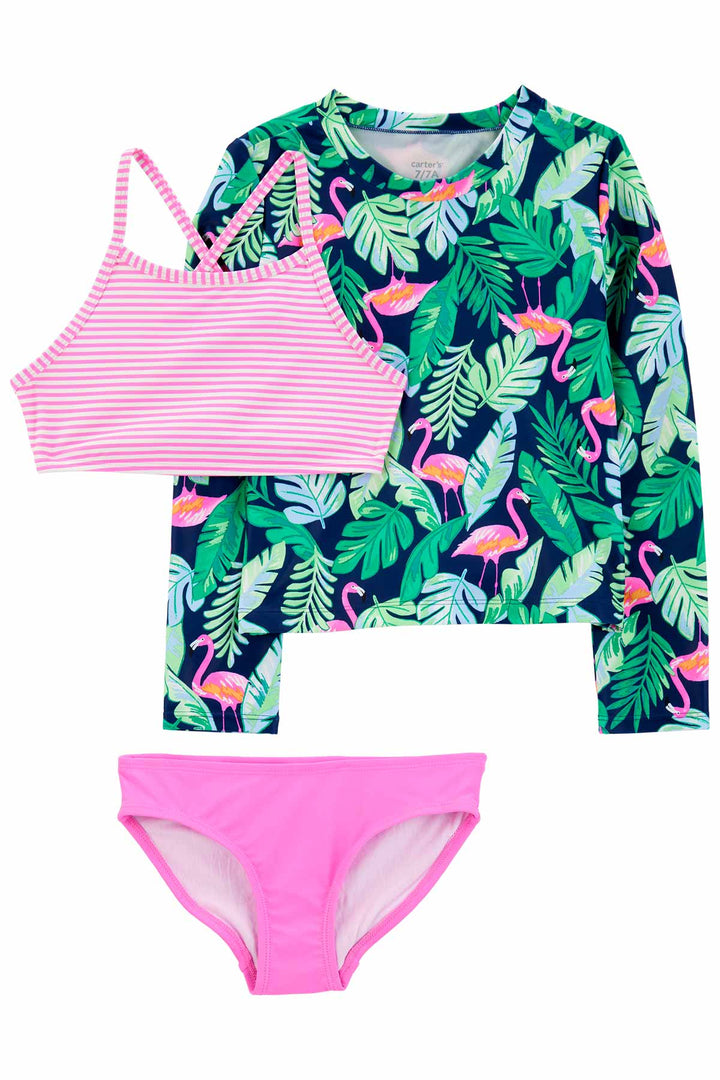 CARTERS NIÑA VESTIDO DE BAÑO NAVY FLAMINGO RG 3PK
