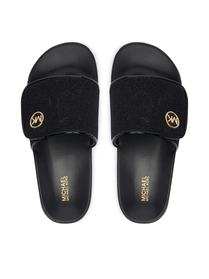 MICHAEL KORS NIÑA CHANCLETA JETT DARBY BLACK SPARKLE MESH