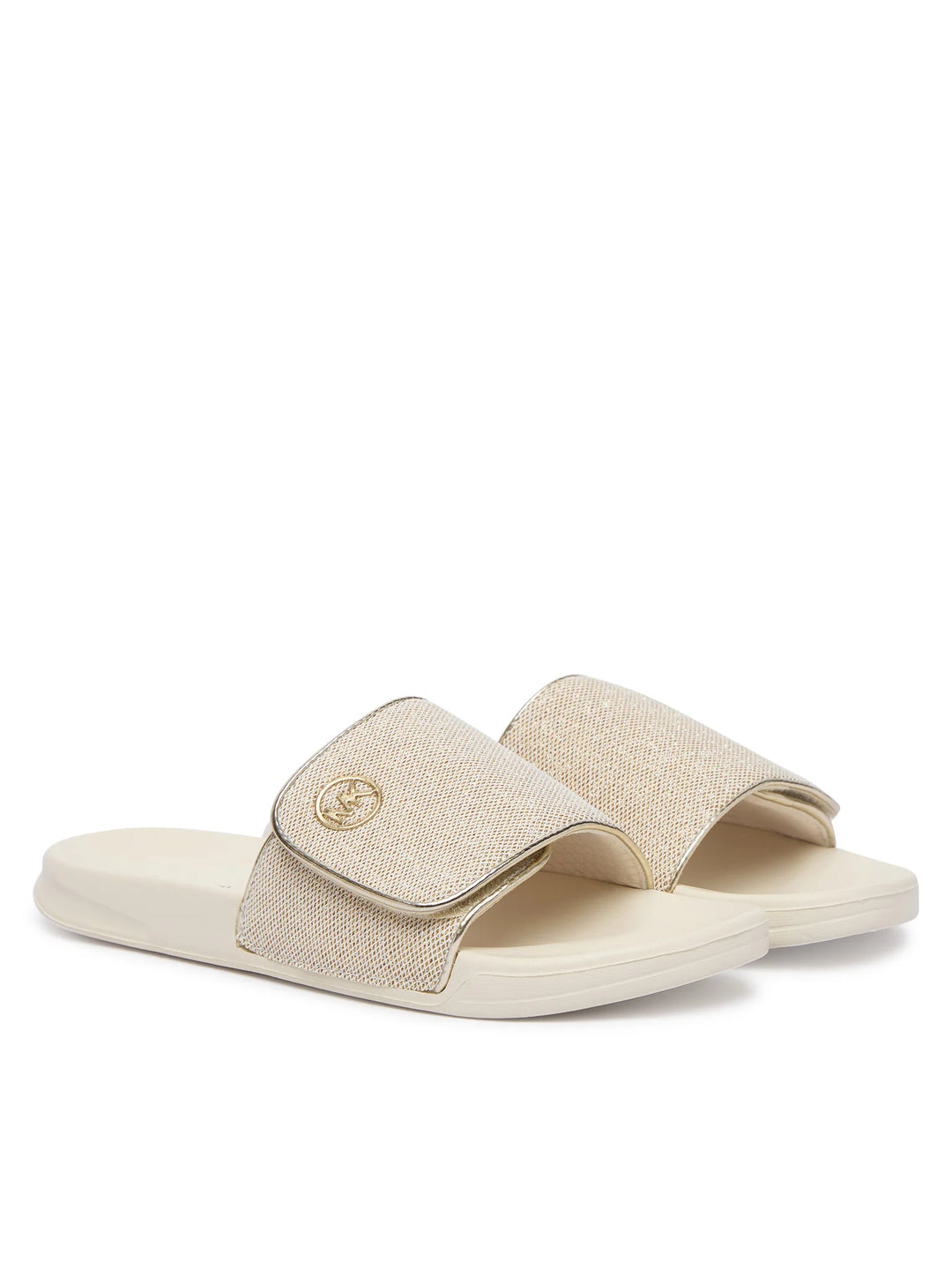 MICHAEL KORS NIÑA CHANCLETA JETT DARBY PALE GOLD SPARKLE MESH