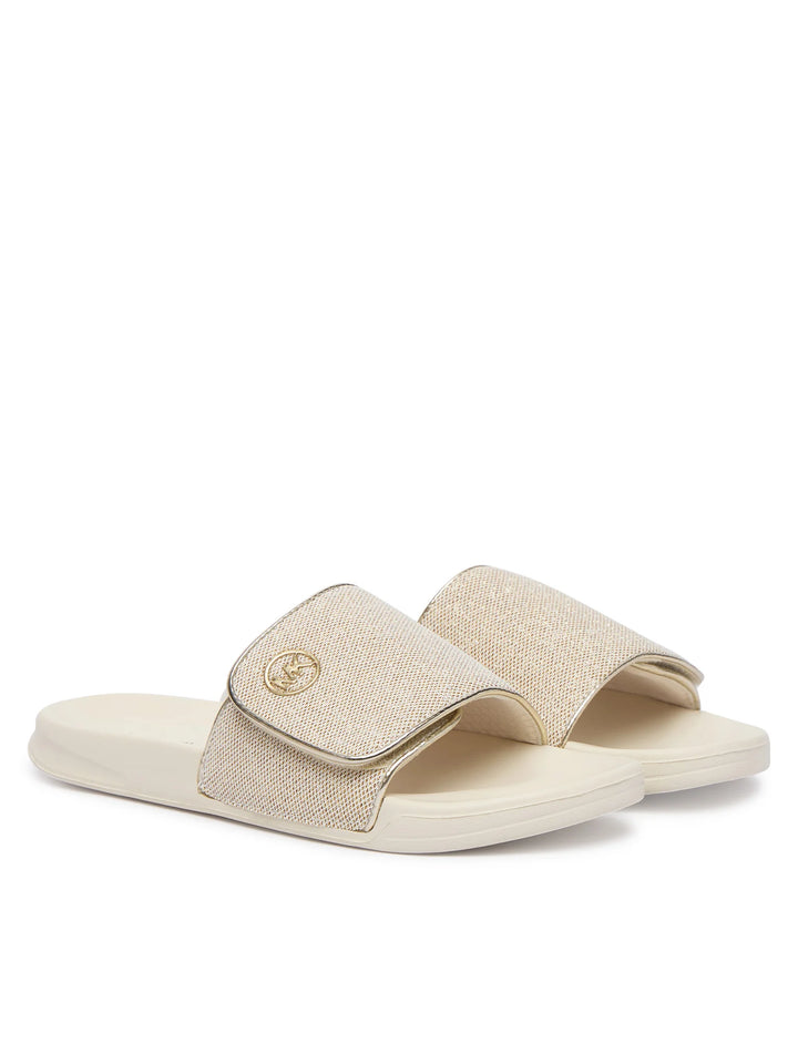 MICHAEL KORS NIÑA CHANCLETA JETT DARBY PALE GOLD SPARKLE MESH