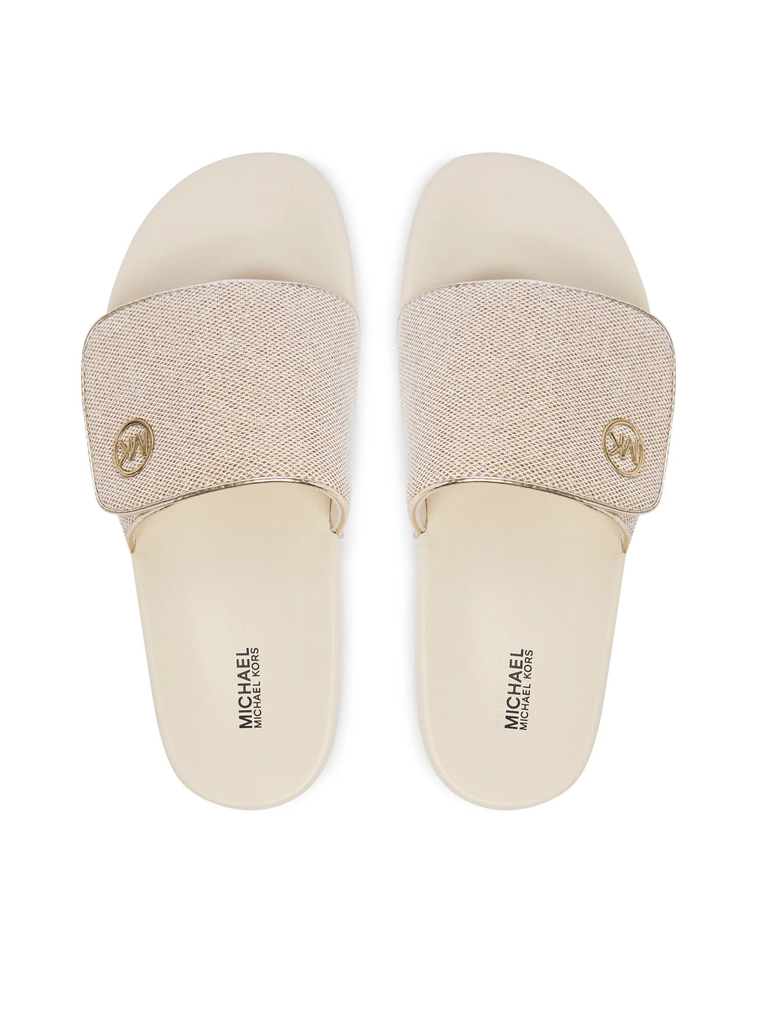 MICHAEL KORS NIÑA CHANCLETA JETT DARBY PALE GOLD SPARKLE MESH