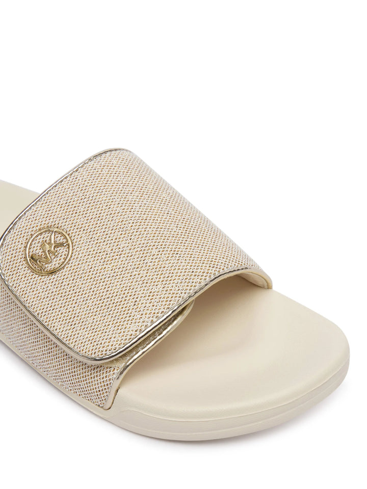 MICHAEL KORS NIÑA CHANCLETA JETT DARBY PALE GOLD SPARKLE MESH