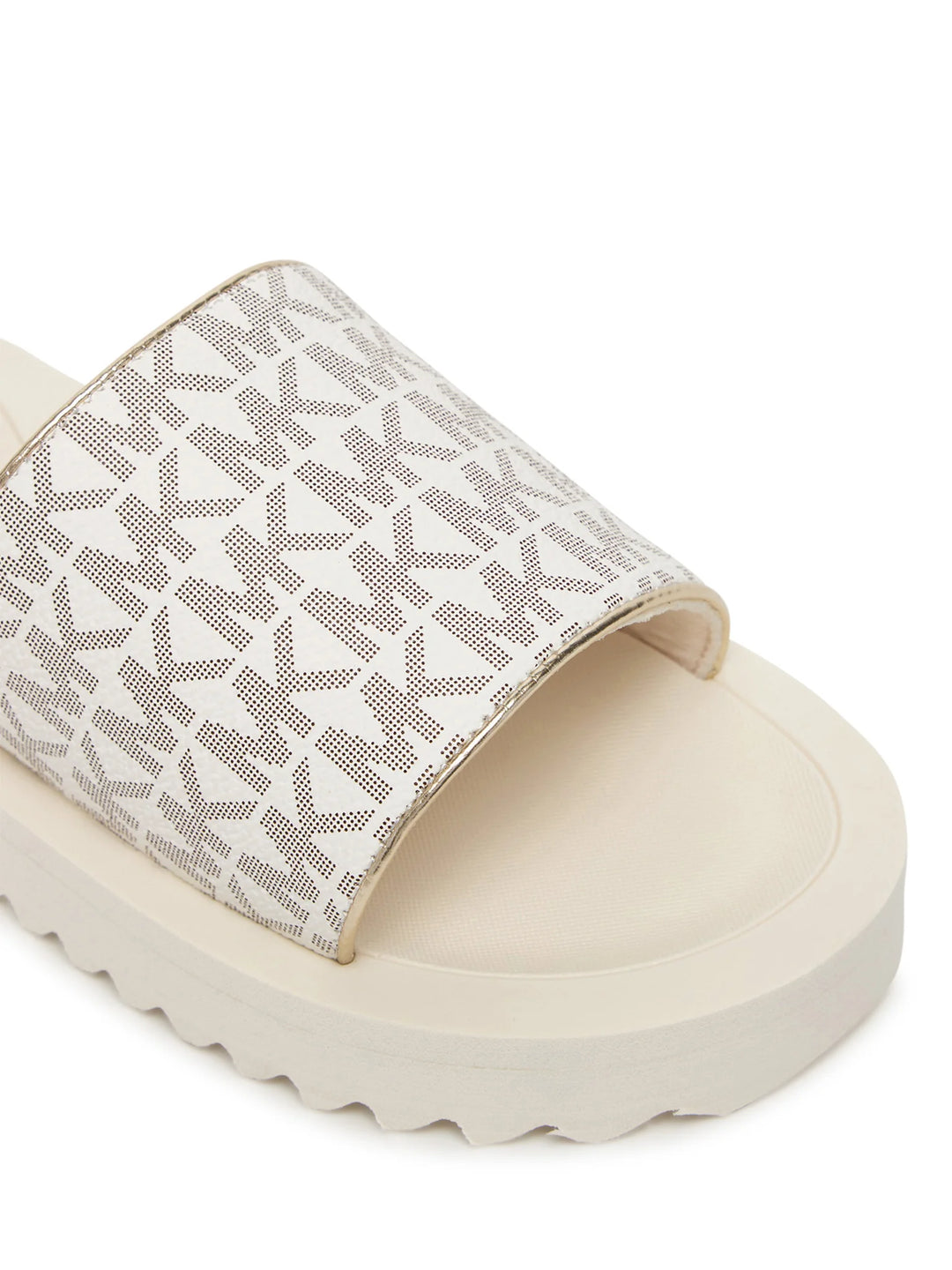MICHAEL KORS NIÑA CHANCLETA TEAGAN MERRICK 2 VANILLA MONOGRAM/PALE GOLD METALLIC