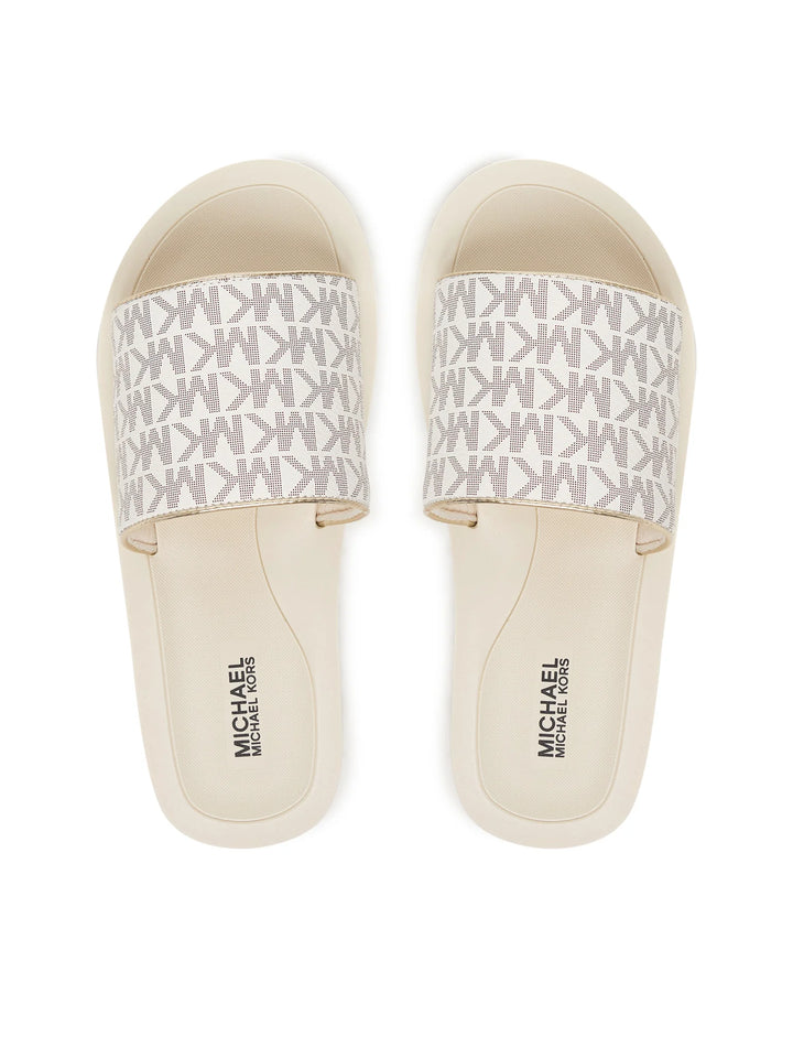 MICHAEL KORS NIÑA CHANCLETA TEAGAN MERRICK 2 VANILLA MONOGRAM/PALE GOLD METALLIC
