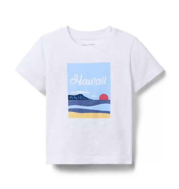 JANIE & JACK NIÑO TSHIRT HAWAII GRAPHIC WHITE