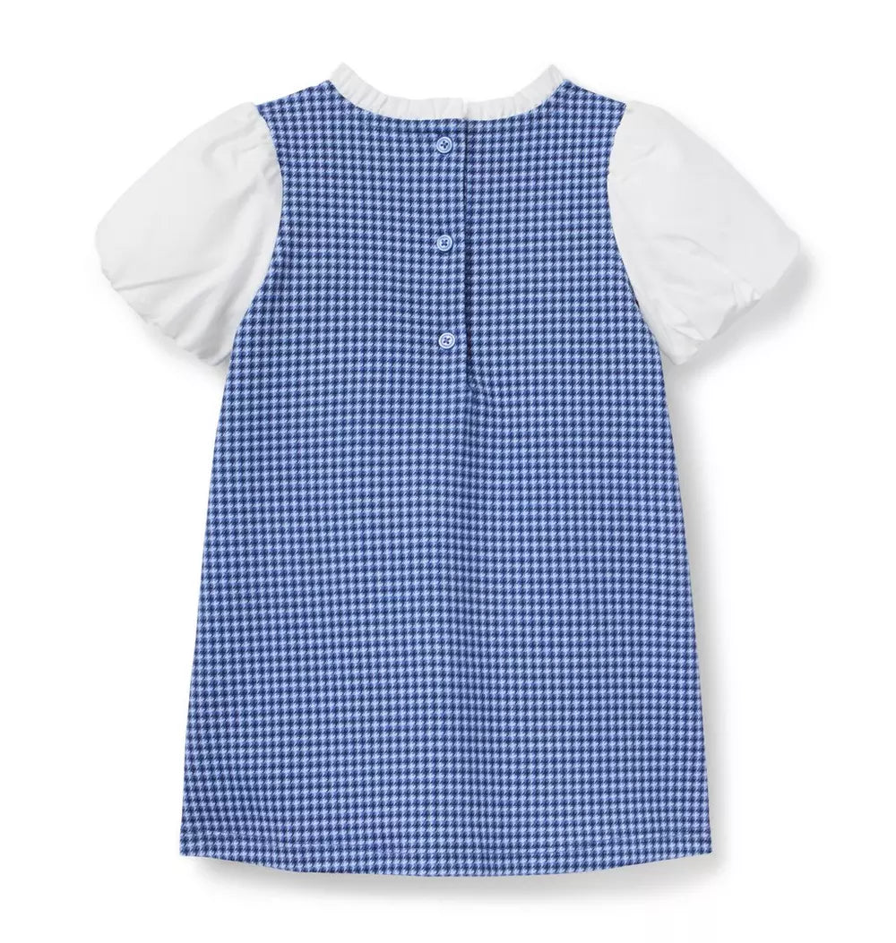 JANIE & JACK NIÑA VESTIDO CHECK PONTE BLUE